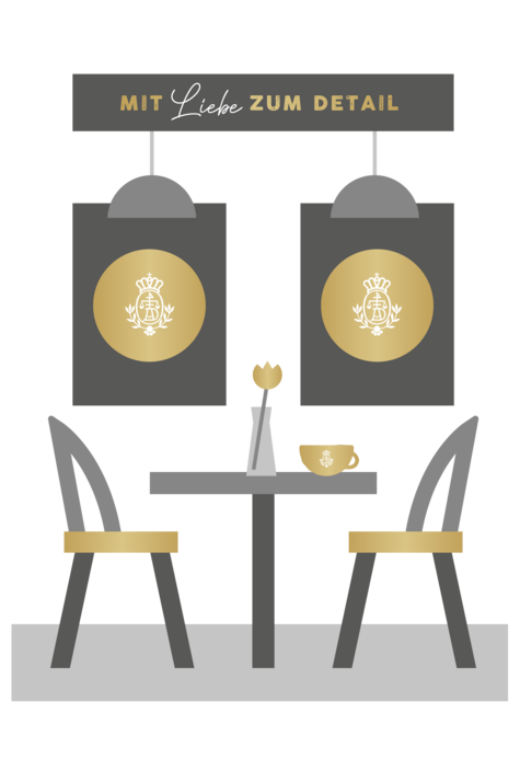 Illustration Café Tisch und Stühle